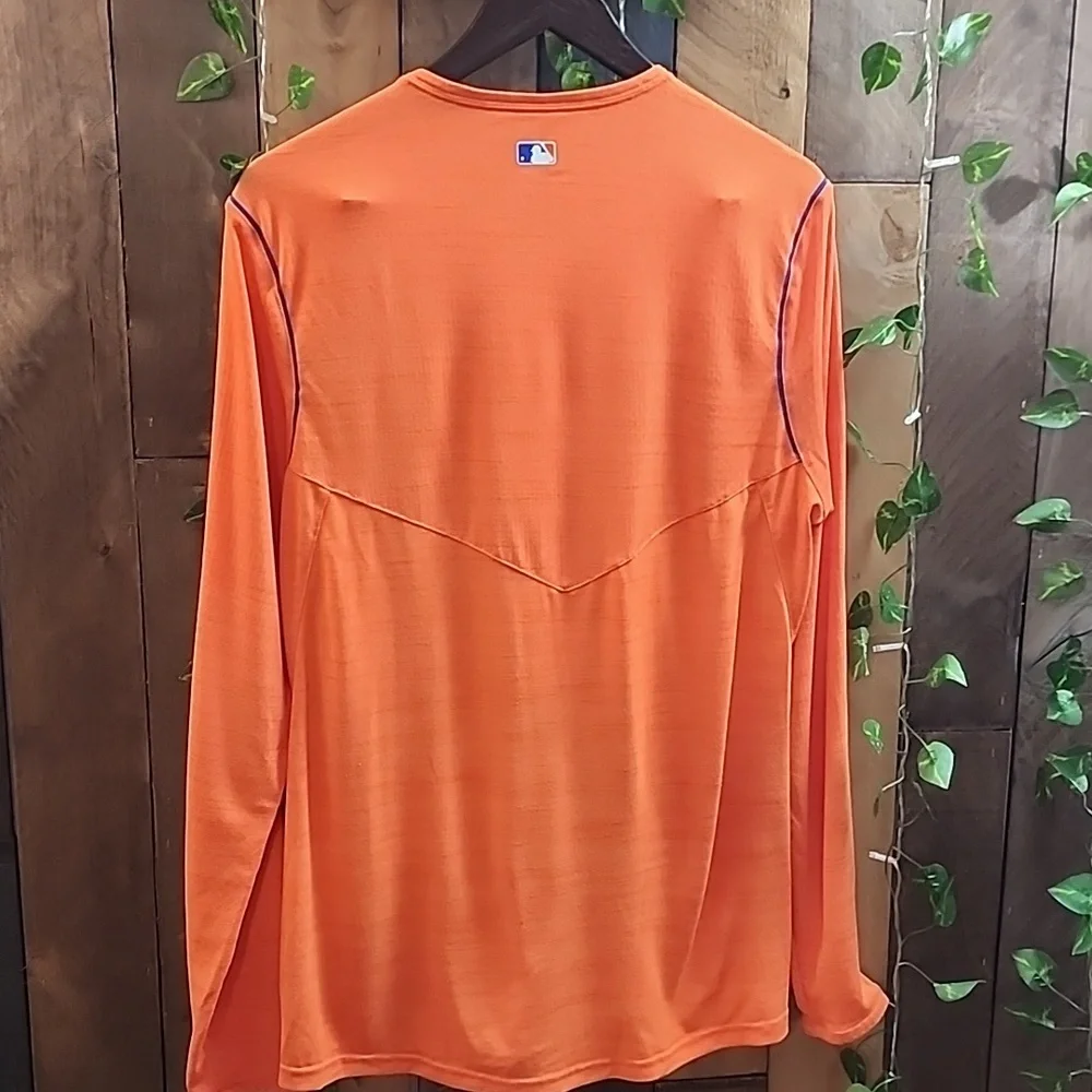 Men's New York Mets Nike Orange  Breathe Long Sleeve Performance T-Shirt Size M - Picture 4 of 5